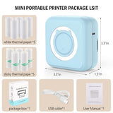Mini Blue-Tooth Printer, Wireless Sticker Printer With 10 Rolls Paper For Iphone/Android