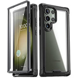 Guardian Case Compatible With Galaxy S23 Ultra 5G 6.8 Inch, Built-In Screen Protector Work With Fingerprint Id, Full Body Hybrid Shockproof Protective Rugged Clear Cover Case, Black/Clear