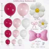 125Pcs Bow Balloon Garland Kit in Pink & White for Birthday, Baby Shower, Party