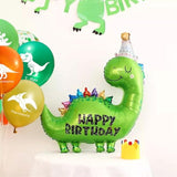 Green Dinosaur 1st Birthday Decor Set with Balloons & Tattoos for Kids