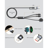 6Ft Iwatch Charger 3 In 2 Multi Charging Cable With Iwatch Charger Fast Charging For Iwatch Series 10/9/8/7/Se/6/5/4/3/2, Iphone And Iwatch Cable Cord For Iphone 16/15/14/13/12