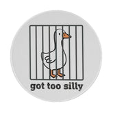 Funny Mouse Pad Round, Silly Goose Mousepad, With Non-Slip Rubber Base Stitched Edge For Wireless Computer Mouse (Got Too Silly)