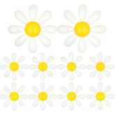 10 Pcs Mylar Daisy Balloons White Flower Foil Balloons For Baby Shower Spring Party Decorations Groovy Boho Birthday Supplies (Medium X 2, Small X 8)