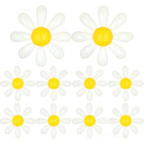 10 Pcs Mylar Daisy Balloons White Flower Foil Balloons For Baby Shower Spring Party Decorations Groovy Boho Birthday Supplies (Medium X 2, Small X 8)