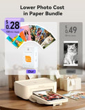 4X6 Photo Printer, Cp4100 Instant Photo Printer For Iphone & Android With 108 Sheets & 2 Cartridges, Wireless Portable Picture Printer, 300Dpi Thermal Dye Sublimation, Beige