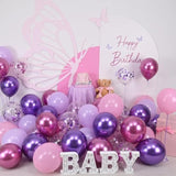 Purple Pink Balloons, 60 Packs 12 Inch Metallic Purple Pink Confetti Balloons, Lavender And Light Pink Latex Balloons With Ribbon For Girls Women Birthday Wedding Baby Shower Party Decoration