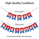 Happy Birthday Banner, Swallowtail Design, Red & Blue Theme for Boys, 13Pcs