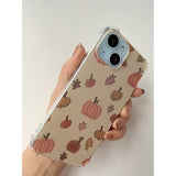 Watercolor Pumpkin Fall Leaves Case Compatible With Iphone 15, Cute Halloween Vibe Case For Iphone 15