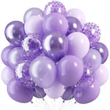 60pcs Purple Mixed Balloons 12in with Confetti for Birthday Baby Shower & Party