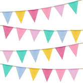 24 Flags Imitated Burlap Pennant Banner Multicolor Triangle Rainbow Bunting Decor
