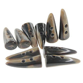 10Pcs Dark Coffee Color Resin Toggle Buttons Horn Tooth Shape Two Hole