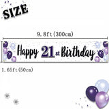 Happy 21St Birthday Decorations,21St Purple Balloon Large Birthday Hanging Banner Sign,21 Years Old Bday Party Supplies.