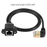 90 Degree Right Angle Cat8 Lan Cable, Rj45 Male To Female Shielded Ethernet Ne