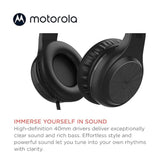 Motorola Over-Ear Headphones Wired - Moto XT120 Headphones with Microphone, in