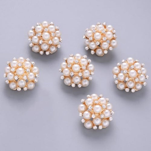 10 Pcs Pearl Rhinestone Buttons Crystal Embellishments Sew On Clothing