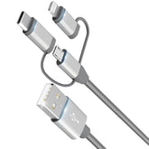 3 In 1 Charging Cable Adapter,Apple Mfi Certified Lightning,Type-C,Micro Usb Cable,Compatible With Iphone 16/15/14,Ipad,Huawei, Htc,Lg,Samsung Galaxy,Sony Xperia,Car Charger(1 Pack,3.4Ft)