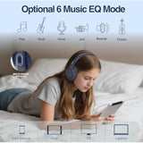 Bluetooth Headphones Over Ear 68H Playtime 6 Eq Wireless Headset With Microphone Hifi Stereo Foldable Lightweight Deep Bass For Travel Home Office Cellphone Blue