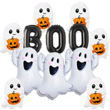 12PCS Halloween Balloon Set Black BOO Spooky Mylar Balloons for Baby Shower Party Decor