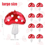 8Pcs Mushroom Balloons Red & White Foil for Forest Theme Party & Baby Shower