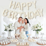 Cream Beige Happy Birthday Balloon Banner 16in Foil Letters Party Decor