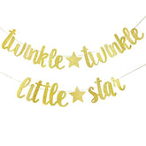 Gold Glitter "Twinkle Twinkle Little Star" Banner for Gender Reveal, Baby Shower Decor