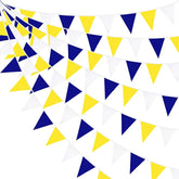 32ft Blue, Yellow & White Triangle Pennant Banner for Nautical Parties & Events