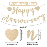 Happy Anniversary Banner, Pre-Strung Gold Glitter Wedding Anniversary Decorations Romantic, Couples Shower Decorations Banner For Happy Wedding Reception Day Bridal Shower Party