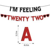22Nd Birthday Party Decorations For Girls Women, Black Red Glitter I'M Feeling Twenty Two Banner, Taylor Singer Themed Girls 22 Years Old Birthday Party Decorations Supplies