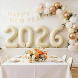 40 Inch Beige Foil Number 2026 Balloons for New Year and Graduation Decor