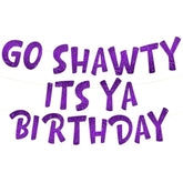 Pre-Strung Go Sha It’S Ya Birthday Funny Birthday Purple Glitter Banner - Funny 21St Birthday Decorations For Men And Women - Birthday Party Supplies And Gifts