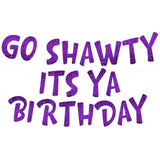 Pre-Strung Go Sha It’S Ya Birthday Funny Birthday Purple Glitter Banner - Funny 21St Birthday Decorations For Men And Women - Birthday Party Supplies And Gifts