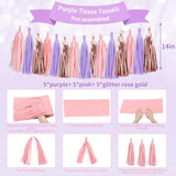 Purple and Pink Birthday Decor Set Banner, Pom Poms, Tassels and Dots for Girls & Women