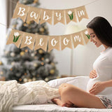 Baby In Bloom Burlap Banner With Flower Welcome Baby Jute Bunting Garland For Spring Theme Garden Mommy To Be Celebration Supplies Boy Girl Baby Shower Decoration