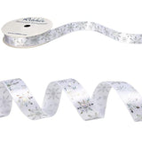 Silver Snowflake Ribbon,5/8 Inch,10-Yard Spool, Iridescent Silver Snow