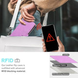 For Iphone 16E Wallet Case, Rfid Blocking 4 Card Slots Holder Cover For Iphone 16E 2025 6.1 Inches, Wrist Strap, Shockproof Protective Stand Leather Folio Flip Cases (Purple)