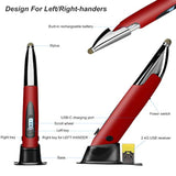 lychee Rechargeable Pocket Pen Mouse, Left/Right-Handed Wireless Optical Ergonomic Mouse with Stylus Function RGB Backlit Type-C & Micro USB Adapter for PC Laptop Notebook Mac (Red)