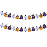 Halloween Banner Garland with Owl Ghost Pumpkin for Indoor Outdoor Party Wall Door Decor