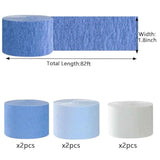 6 Rolls Dusty Blue/White Crepe Paper Streamers (1.8" x 82 Ft) Party Decorations
