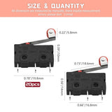 20 Pcs Micro Limit Switch Momentary Hinge Roller Lever Arm Ac 125V 5A Spdt 3 Pin