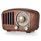 Vintage Walnut Wood Bluetooth Speaker Radio - Retro Style, Bass Enhancement, Loud Volume, Bluetooth 5.0, Mp3 & Fm Radio