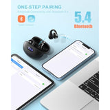 Open Ear Clip Wireless Earbuds Bluetooth 5.4, Lightweight Comfort Sports Bone Conduction Headphones Built-In Mic For Clear Audio, Stable Fit Earphones 24H Play-Black