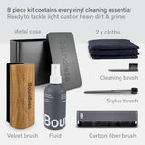 Vinyl Record Cleaning Kit - 8-in-1 Vinyl Cleaner Kit Includes Carbon Fiber & Velvet Record Brushes, Stylus Brush, Cleaning Solution, Microfiber