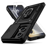 Moto Edge 2024 Case with Lens Cover & Screen Protector - Military Grade Black