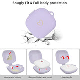 Compatible With Beats Fit Pro 2021, Soft Silicone Case With Gold Heart Pattern For Beats Fit Pro Case With Cute Butterfly Keychain For Girls Women (Lavender Purple)