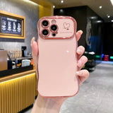 Compatible With Cute Iphone 16 Pro Max Case 6.9'', Pink Wave Frame Shape Phone Case With Love Heart Kickstand Raised Camera Protection Luxury Plating Shockproof Tpu Protective Cover For Women Girls