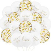 50pcs Engagement Balloons – "He Asked, She Said Yes" & Gold Confetti Decor