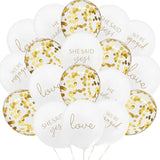 50pcs Engagement Balloons – "He Asked, She Said Yes" & Gold Confetti Decor