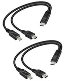 2 in 1 Multi USB C Male to Micro USB & Mini 5P USB Connector Y Splitter Short Charge Cable-No Data Transfer,2 Pack(0.3M/0.98FT)