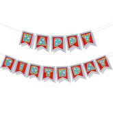 Dog Paw Happy Birthday Banner, Pre-Strung Personalized Birthday Sign Cartoon Themed Decorations For Boys Girls Baby Shower Birthday Party Supplies