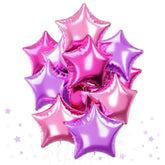 Purple Pink Star Foil Balloons Set, 18 Inch 12 Pcs Lavender Pink Pentagram Aluminum Foil Balloons Hot Pink Purple Stars Shape Mylar Helium Balloons For Girls Women Birthday Wedding Baby Shower
